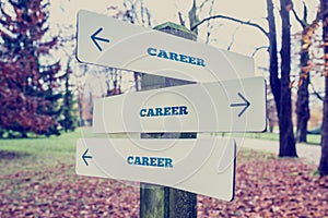 Rural signboard with the word Career