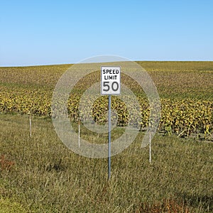 Rural speed limit sign.