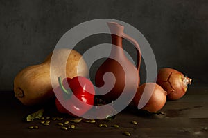 Rural still life of vegetables