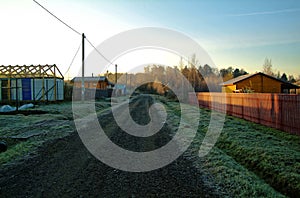 Rural street in the Russian holiday village