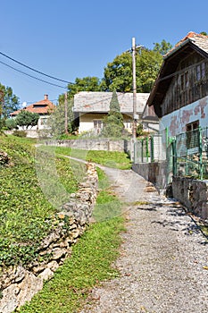 Rural street on spa resort Sklene Teplice, Slovakia.