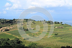 Rural Swaziland landscape with farmland, Southern Africa, african nature