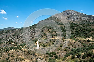 Rural view from the ancient Greek city Mycenae,