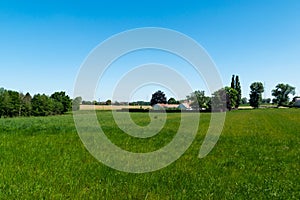 Rural view over the agriculture fields and village