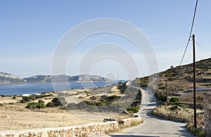 Rural winding road in Koufonissi island