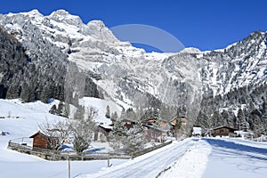 Rural winter landscape of Engelberg