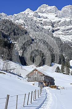 Rural winter landscape of Engelberg