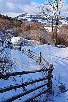 Rural winter landscape mountains