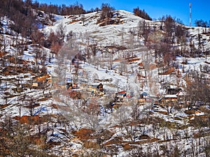 Rural winter landscape from Vrancea, Moldova, Romania