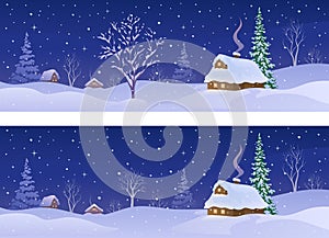 Rural winter night banners