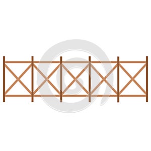 Rural wooden fences, pickets vector. Brown silhouettes fence for garden illustration