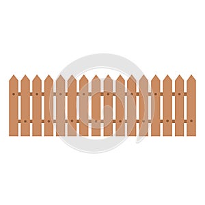 Rural wooden fences, pickets vector. Brown silhouettes fence for garden illustration