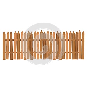 Rural wooden fences, pickets vector. Brown silhouettes fence for garden illustration