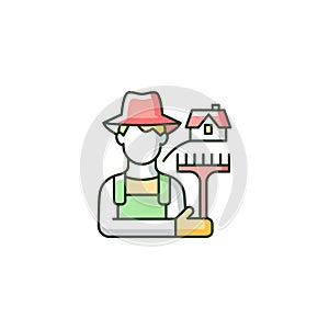 Rural workers RGB color icon