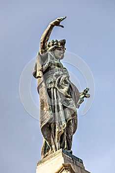 Statue of Liberty at the top of the monument in Ruse, Bulgaria photo