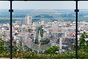 Ruse city, top view. Urban architecture.