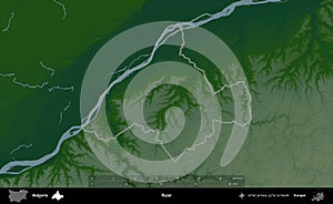 Ruse outlined, Bulgaria. Physical