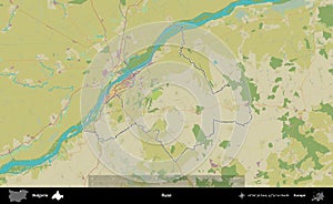 Ruse outlined, Bulgaria. Topographic Humanitarian