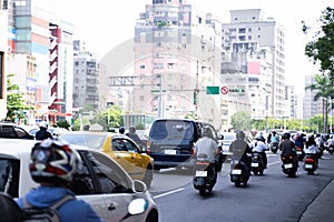 Rush hour city streets.Cars on the highway in traffic on the road