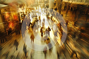 Rush Hour Commuters in Motion Blur
