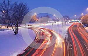 Rush hour in snow