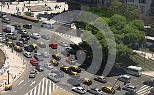 Rush hour traffic, taxis, aerial view