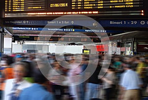 Rush Hour Train Station People Schedule Board