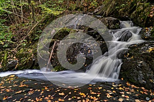 Rushing mountain stream, autumn atmosphere