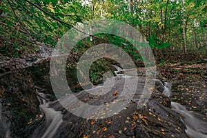 Rushing mountain stream, autumn atmosphere