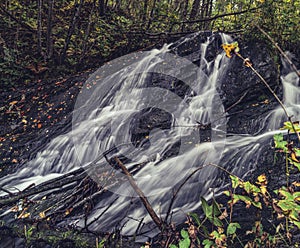 Rushing mountain stream, autumn atmosphere