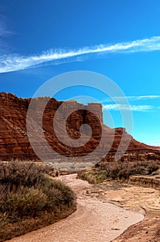 Rushing river flows by the mountain side - Lees Ferry landing, Page, AZ, USA