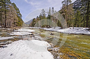 Rushing River with Winter Snowmelt