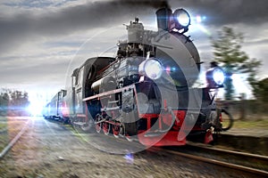 A rushing steam locomotive