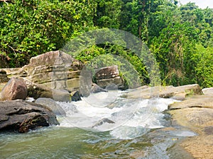 Rushing water and river in El Yunque National Forest