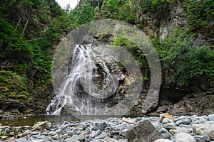 A rushing waterfall in the forest near Kitimat, British Columbia