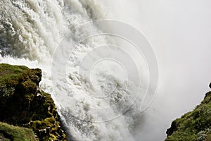 Rushing waters of Gullfoss (Golden falls) waterfall, Iceland