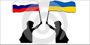 Rusia and ukraina silhouette concept photo