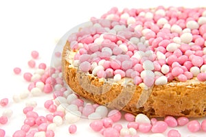 Rusk with pink mice photo