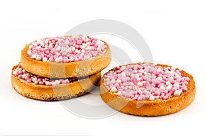 Rusk with pink mice a holland tradition by a birth