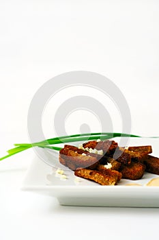 Rusk with spring onion.