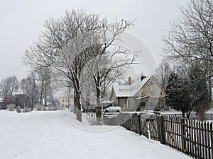 Rusne town in winter , Lithuania