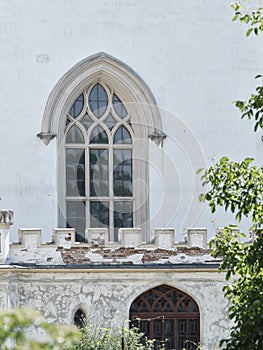 Rusovce castle beautiful window and balcony detail, Slovakia
