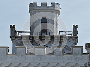Detail hlavnej veže hradu Rusovce, Slovensko