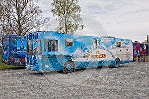 Russ bus or Russebuss in city of Halden, Norway - Aqua theme