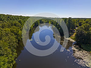 Russell Millpond aerial view, Chelmsford, MA, USA