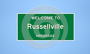 Russellville, Arkansas city limit sign. Town sign from the USA