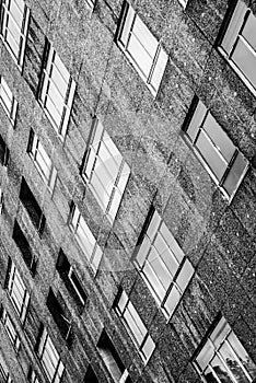 russels Old Town - Belgium - Abstract view over the patterned windows of an old social borrow building, called Rempart des Moines
