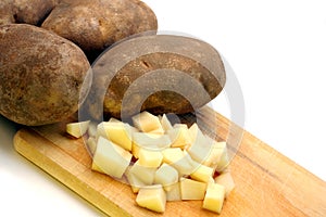 Russet Potatoes Whole and Sliced photo