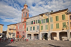 Russi, Ravenna, Emilia-Romagna, Italy: view of the Dante square in the old town of the ancient Italian city