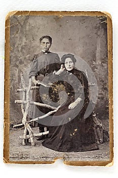 Russia-1908, studio portrait of two women